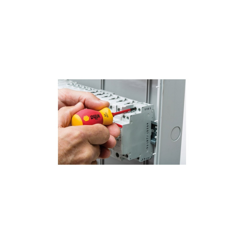 Wiha Schraubendreher mit Bithalter-Set SoftFinish electric slimVario, 4-teilig(rot/gelb, Stubby mit slimBits)
