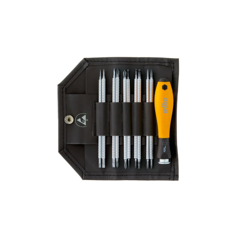 Wiha Schraubendreher mit Wechselklingen-Set SYSTEM 4 ESD(gelb/schwarz, 11-teilig, mit Rolltasche)