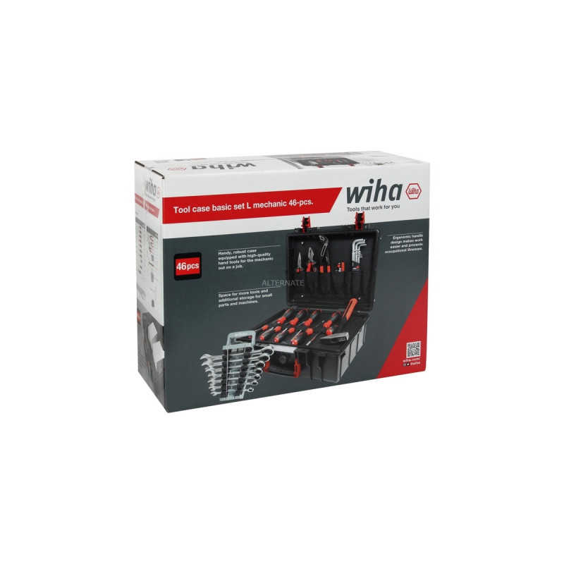 Wiha Werkzeug-Set Basic L mechanic(schwarz/rot, 46-teilig, mit Koffer)