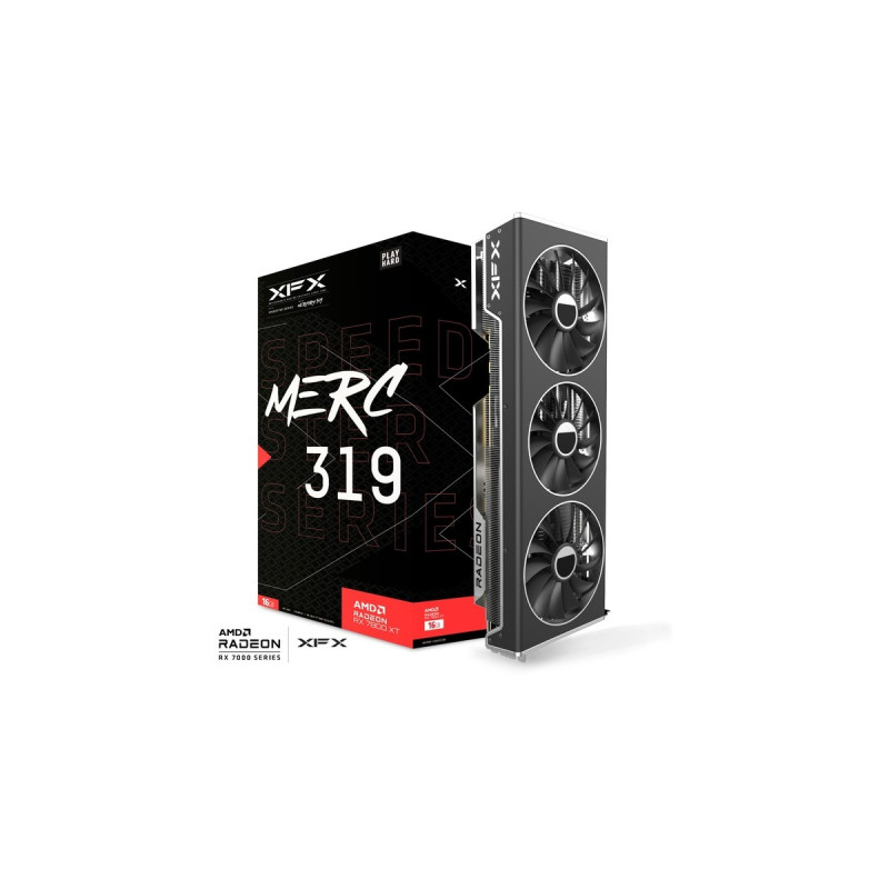 XFX Radeon RX 7800 XT SPEEDSTER MERC319 BLACK Gaming, Grafikkarte(RDNA 3, GDDR6, 3x DisplayPort, 1x HDMI 2.1)