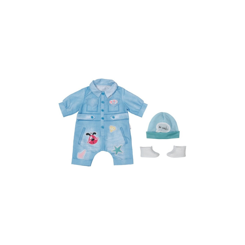 ZAPF Creation BABY born® Deluxe Jeans Overall 43cm, Puppenzubehör(Einteiler, Mütze und Schuhe)