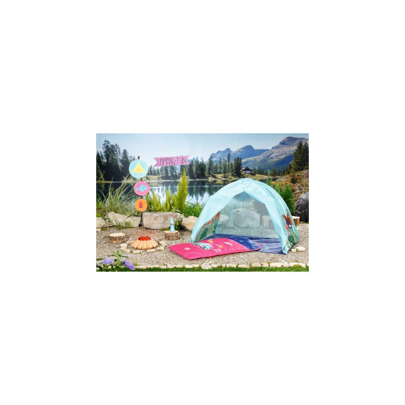 ZAPF Creation BABY born® Weekend Camping Set, Puppenzubehör(Zelt, Schlafsack, Lagerfeuer, Marshmallow-Stick und Limoflasche)