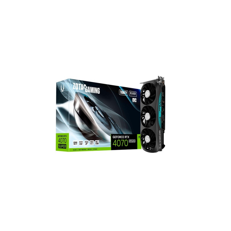 ZOTAC GeForce RTX 4070 SUPER Trinity Black Edition OC, Grafikkarte(DLSS 3, 3x DisplayPort, 1x HDMI 2.1)