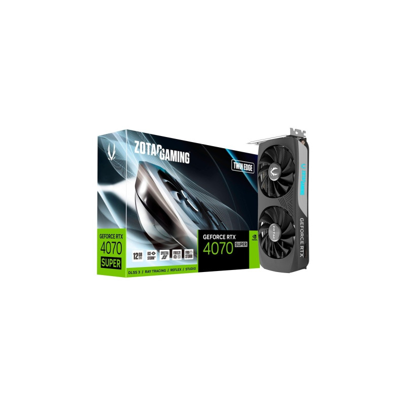 ZOTAC GeForce RTX 4070 SUPER Twin Edge, Grafikkarte(DLSS 3, 3x DisplayPort, 1x HDMI 2.1)