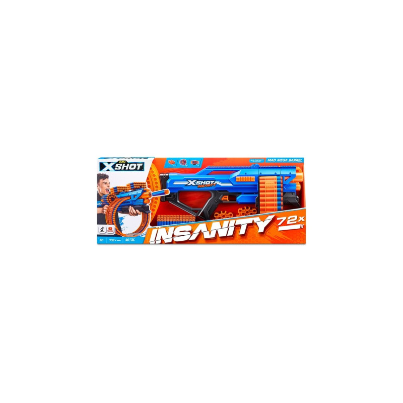 ZURU X-Shot - Insanity Blaster Mega Barrel, Dartblaster(inkl. 72 Darts)