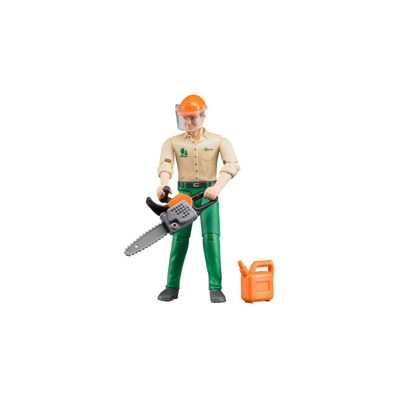 bruder Forstarbeiter mit Zubehör, Spielfigur(grün/beige)