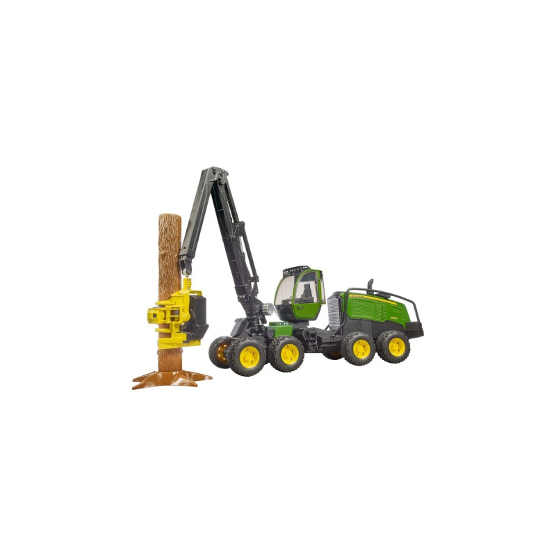 bruder John Deere 1270G Harvester, Modellfahrzeug(grün/schwarz, Inkl. Baumstamm)