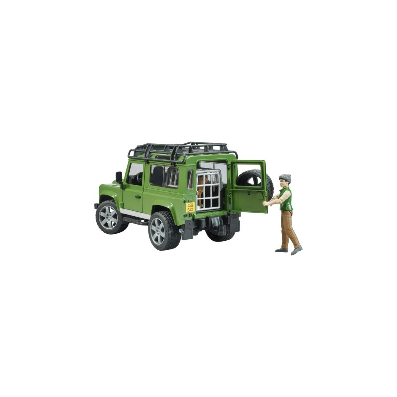 bruder Land Rover Defender Station Wagon, Modellfahrzeug(grün/schwarz, Inkl. Förster und Hund)