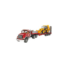 bruder MACK Granite Tieflader und JCB 4CX Baggerlader, Modellfahrzeug(rot)