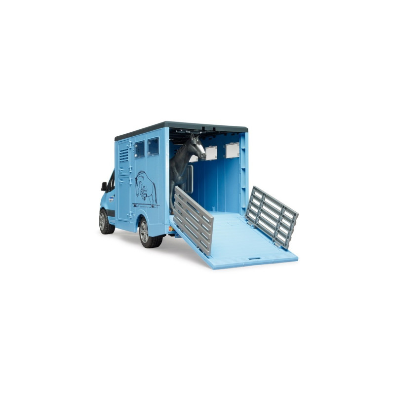 bruder MB Sprinter Tiertransporter mit Pferd, Modellfahrzeug(blau)