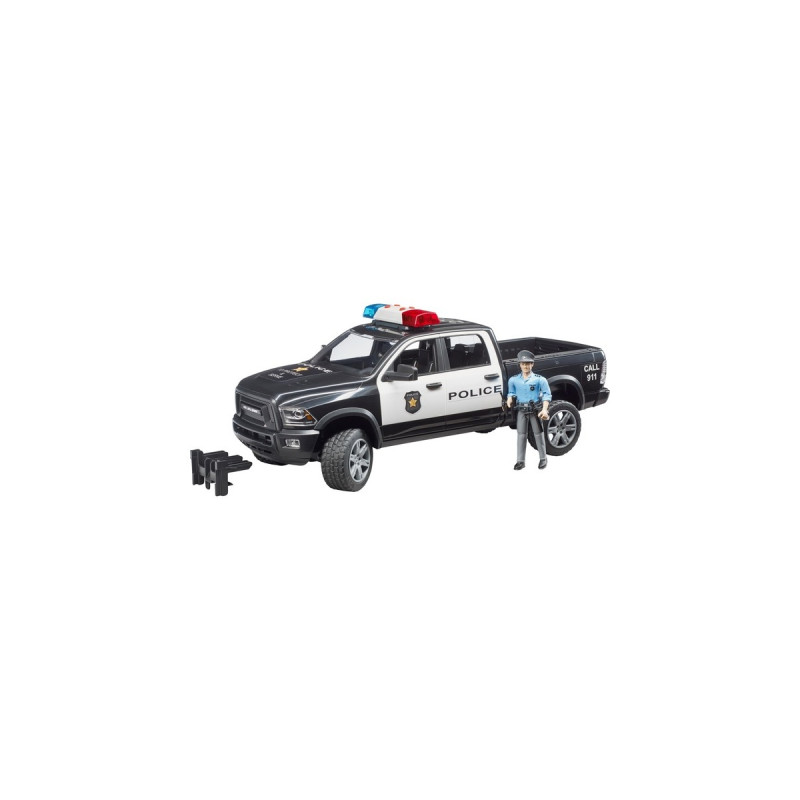 bruder RAM 2500 Polizei Pickup , Modellfahrzeug(schwarz/weiß, Inkl. Polizist)