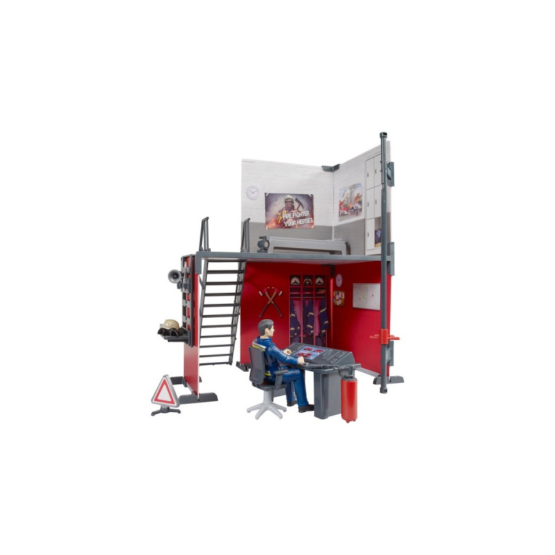 bruder bworld Feuerwehrstation mit Feuerwehrmann, Kulisse(Themenset)