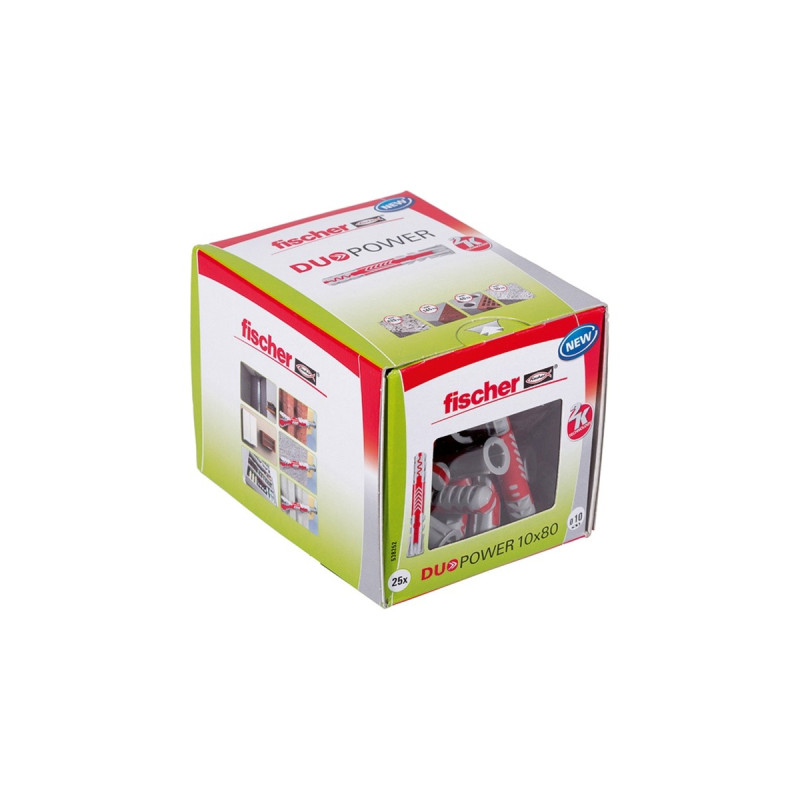 fischer Dübel DUOPOWER 10x80 LD(hellgrau/rot, 25 Stück)