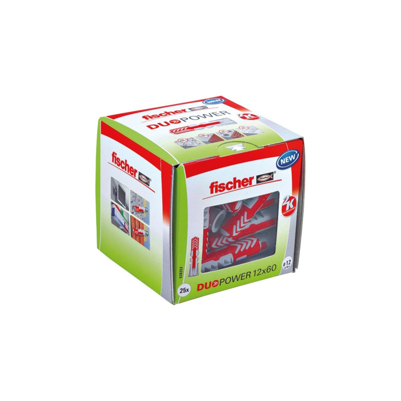 fischer Dübel DUOPOWER 12x60 LD(hellgrau/rot, 25 Stück)