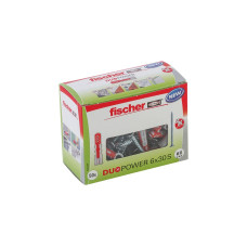 fischer Dübel DUOPOWER 6x30 S LD(hellgrau/rot, 50 Stück, mit Schraube)