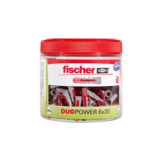fischer Dübel DUOPOWER 6x30, wiederverschließbare Dose(hellgrau/rot, 200 Stück)