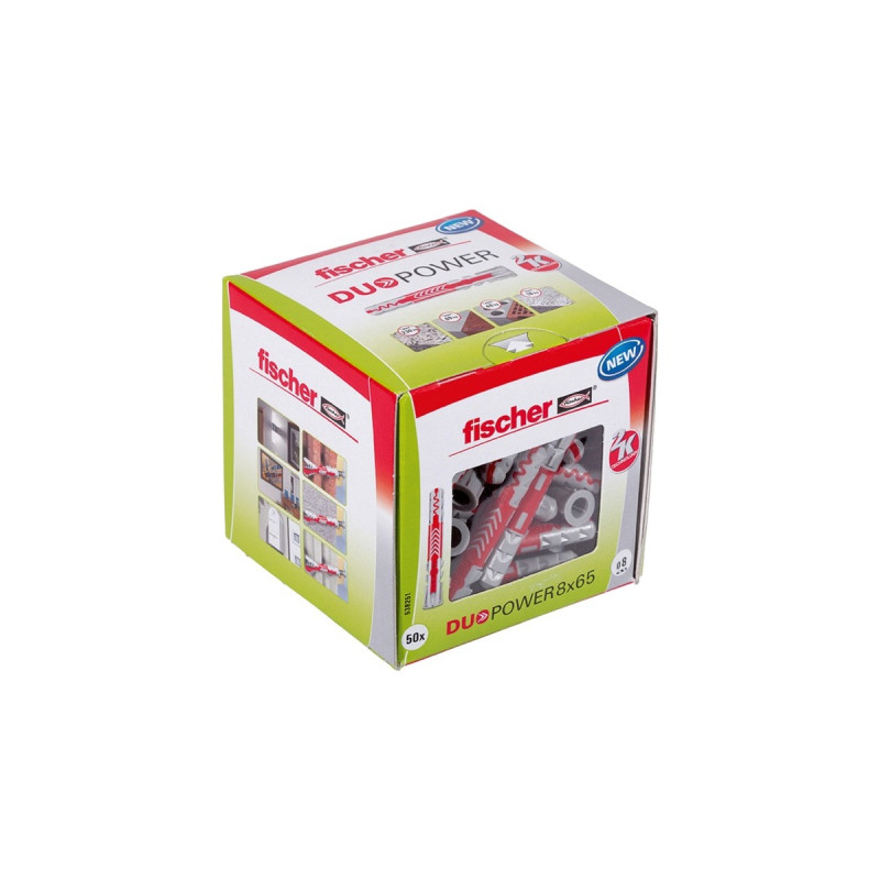 fischer Dübel DUOPOWER 8x65 LD(hellgrau/rot, 50 Stück)