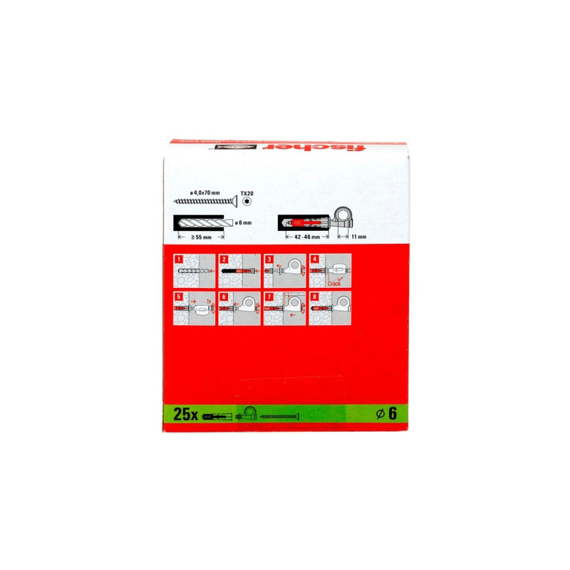fischer EasyHook Loop DuoPower 6x30, Dübel(weiß, 25 Stück, mit EasyHook Öse)