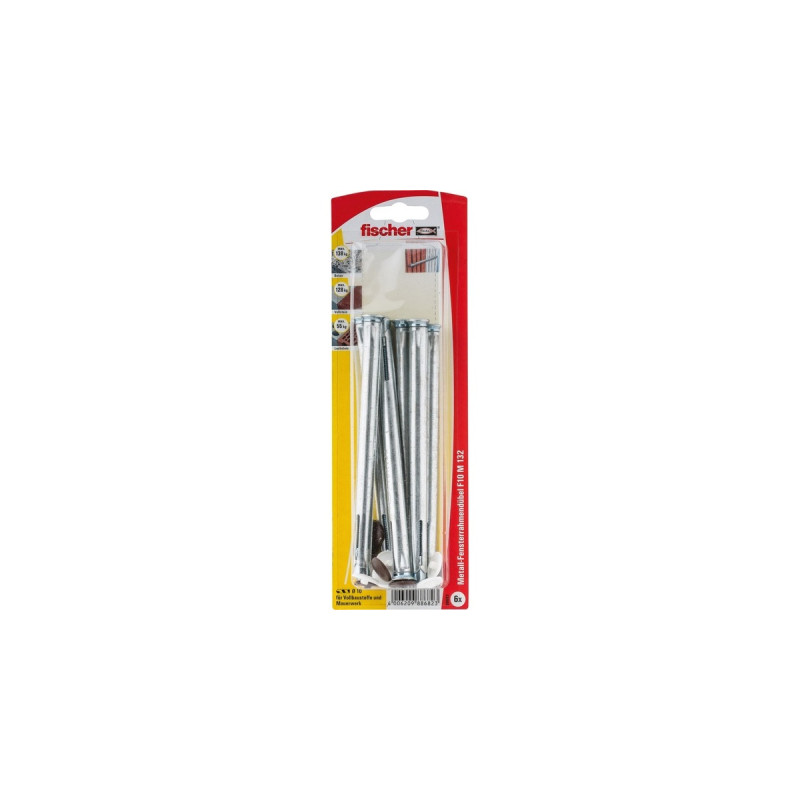 fischer Fensterrahmendübel F 10 M 132(silber, 6 Stück, mit Schraube)