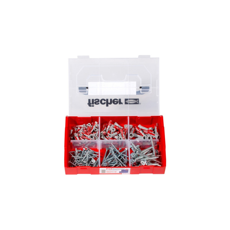 fischer FixTainer-DUOPOWER + Schraube, Dübel(hellgrau/rot, mit Schrauben, 210-teilig)