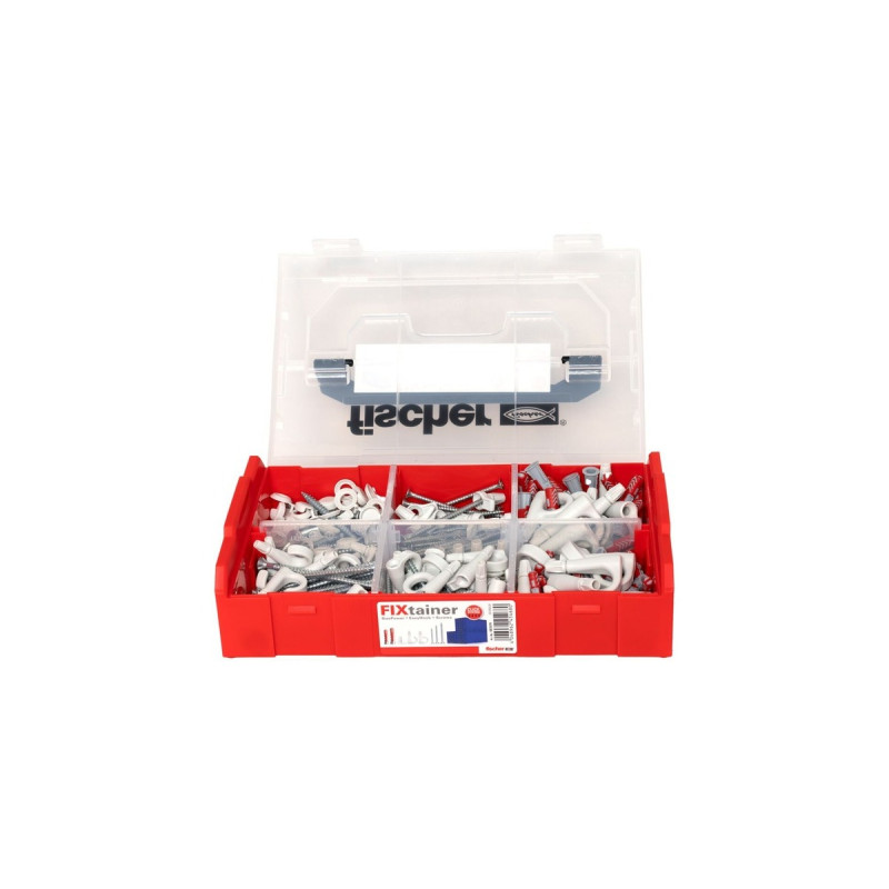 fischer FixTainer DuoPower + EasyHook + Schraube TX, Dübel(weiß, 228-teilig, mit EasyHook Haken)