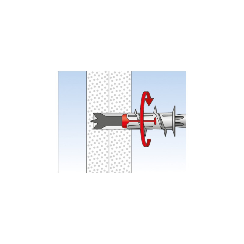 fischer Gipskartondübel DUOBLADE S(hellgrau/rot, 20 Stück, mit Schraube)