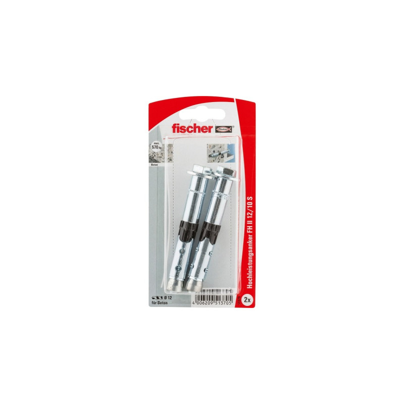 fischer Hochleistungsanker FH II 12/10 S, Dübel(silber, 2 Stück, galvanisch verzinkt)