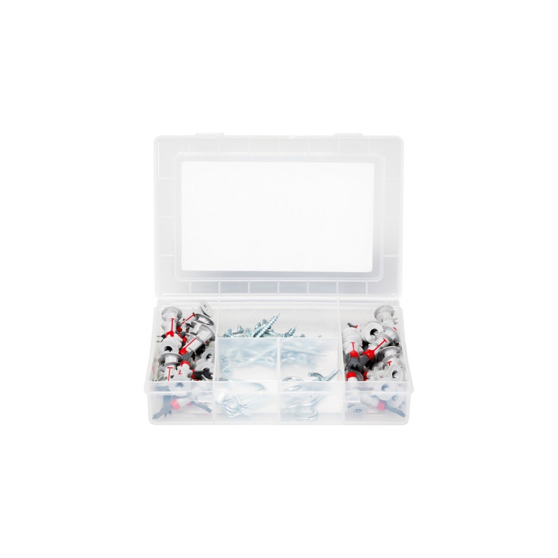 fischer Meister-Box DUOBLADE Gipskartondübel(hellgrau/rot, 77-teilig, mit Schrauben und Haken)