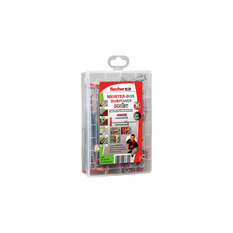 fischer Meister-Box DUOPOWER / DUOTEC, Dübel(hellgrau/rot, 87-teilig, mit Schrauben)