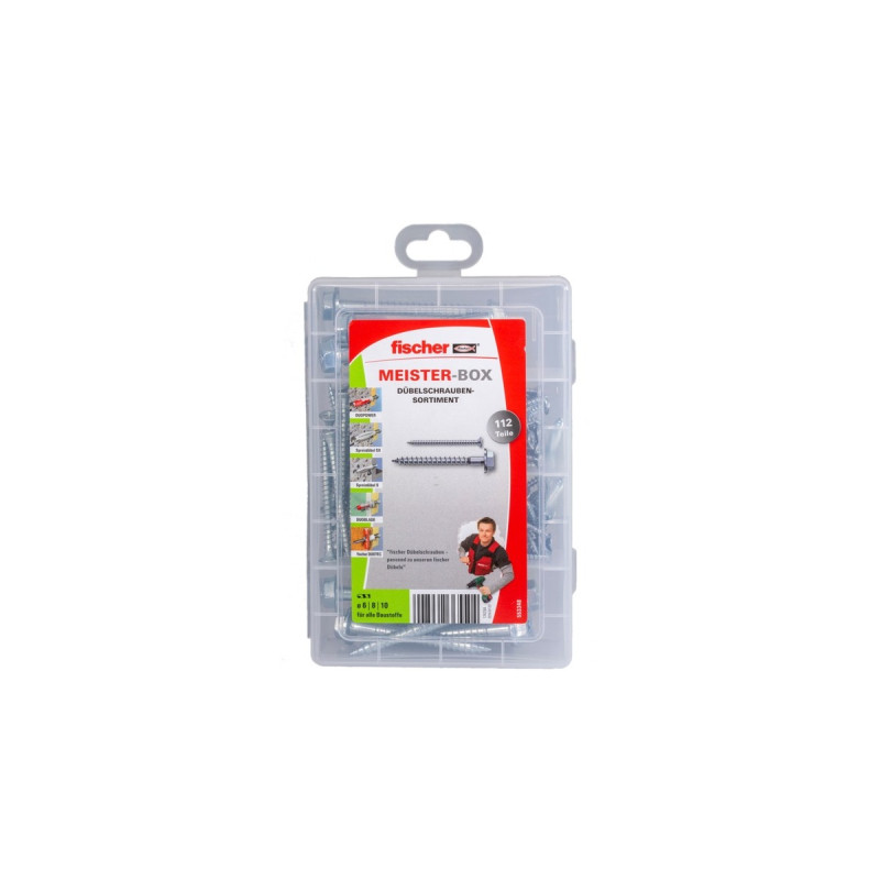 fischer Meister-Box Dübelschrauben, Schrauben-Set(112-teilig)