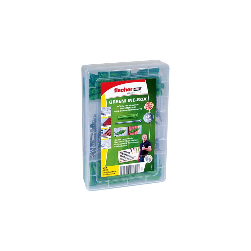 fischer Meister-Box greenline SX S + A2, Dübel(grün, 120-teilig, mit Schrauben)