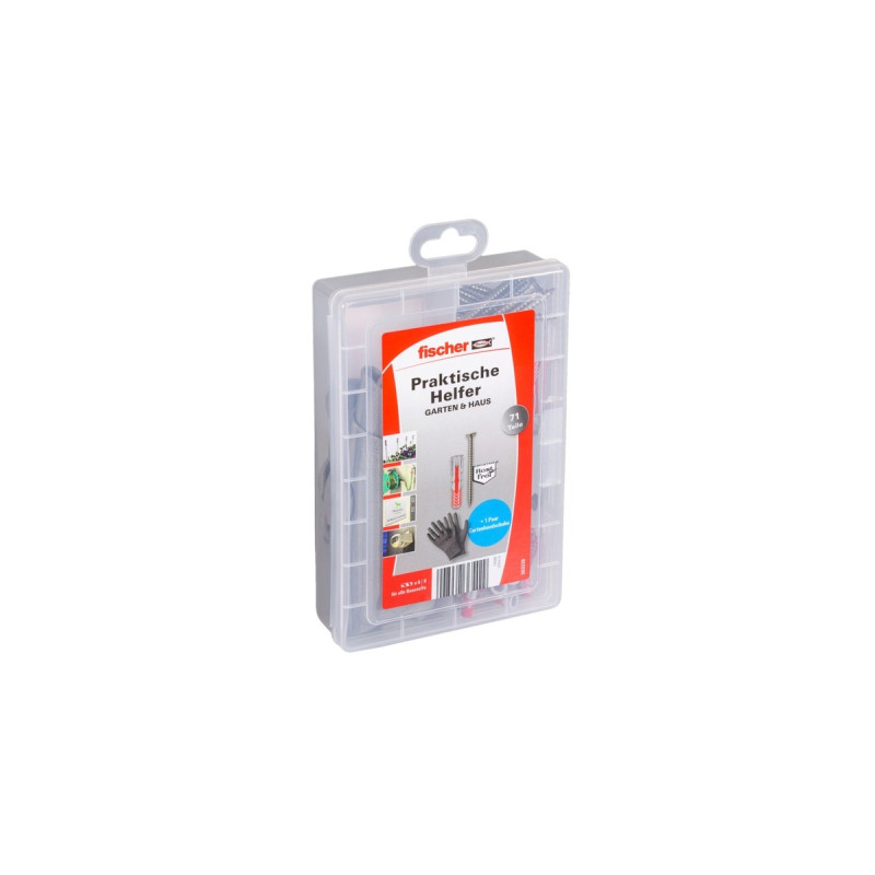 fischer Praktische Helfer Garten & Haus, Dübel(hellgrau/rot, 71-teilig)