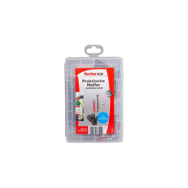 fischer Praktische Helfer Garten & Haus, Dübel(hellgrau/rot, 71-teilig)
