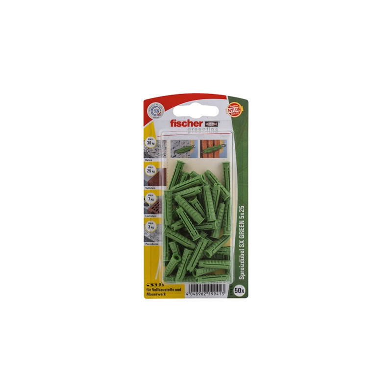 fischer Spreizdübel SX GREEN 5x25 K(grün, 50 Stück)