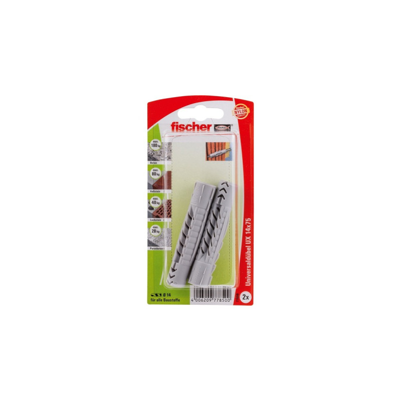 fischer Universaldübel UX 14x75 K(hellgrau, 2 Stück)