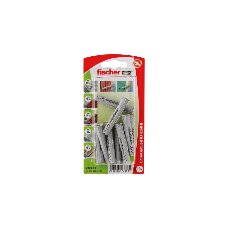 fischer Universaldübel UX 8x50 R(hellgrau, 10 Stück)