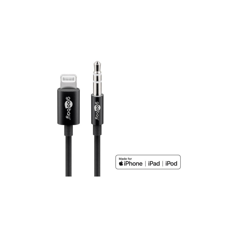 goobay Apple Lightning Audioanschlusskabel (3,5mm)(schwarz, 1 Meter)