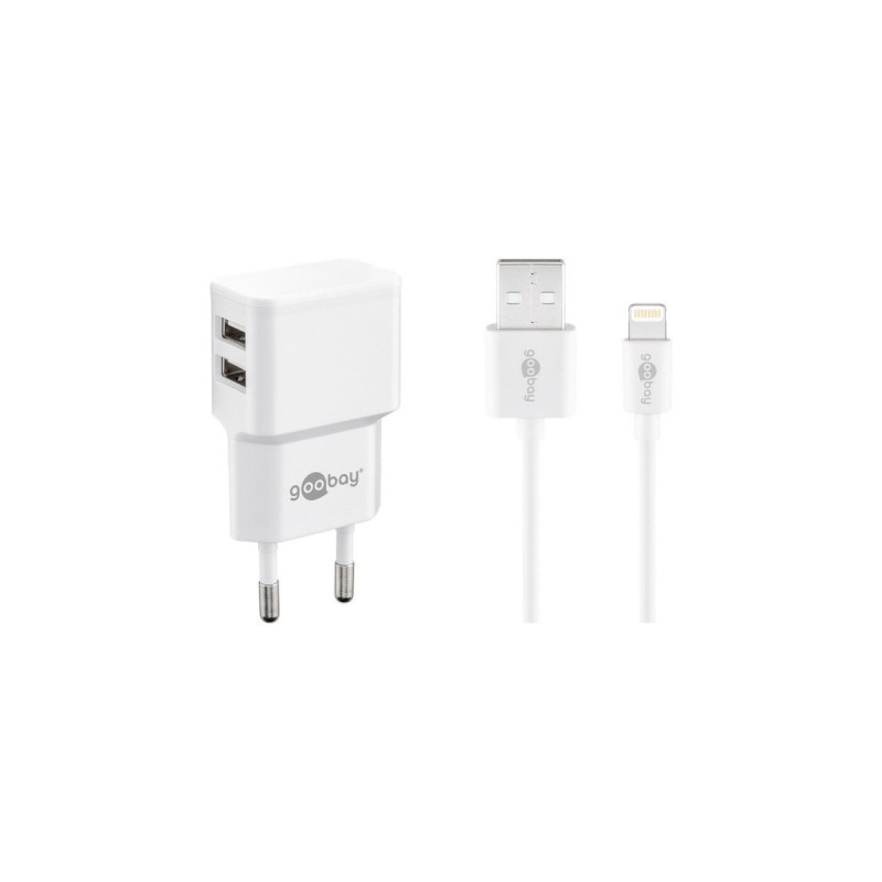 goobay Apple Lightning Dual Ladeset 2,4 A, Ladegerät(weiß)