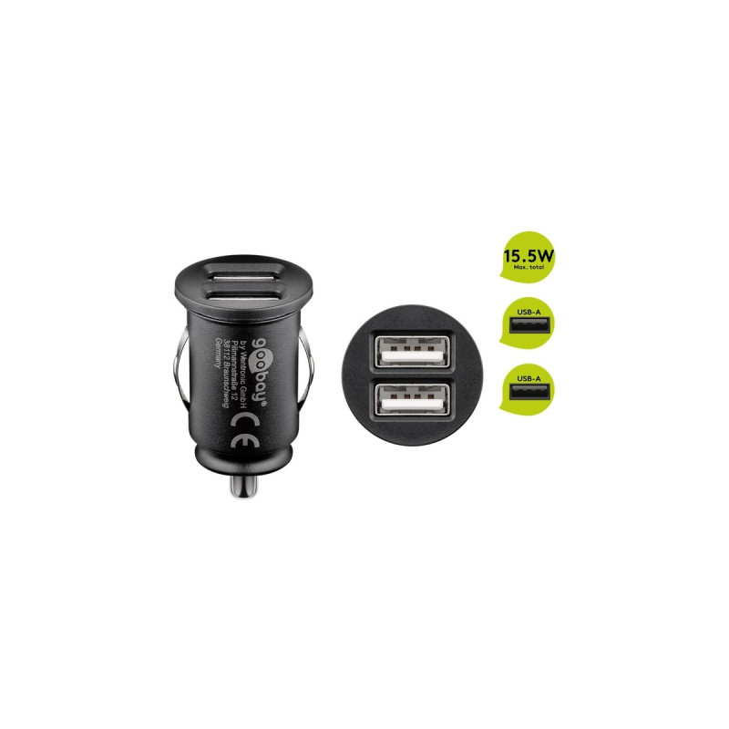 goobay Dual-USB Auto Ladegerät (2xUSB)(schwarz)