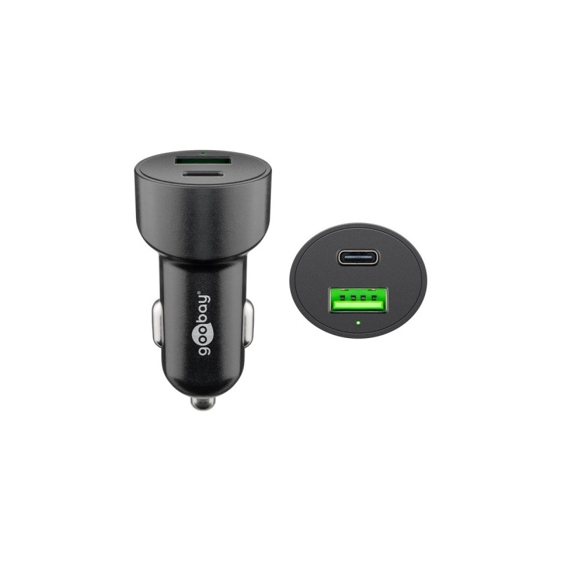 goobay Dual-USB Auto Schnellladegerät USB-C PD (Power Delivery)(schwarz)