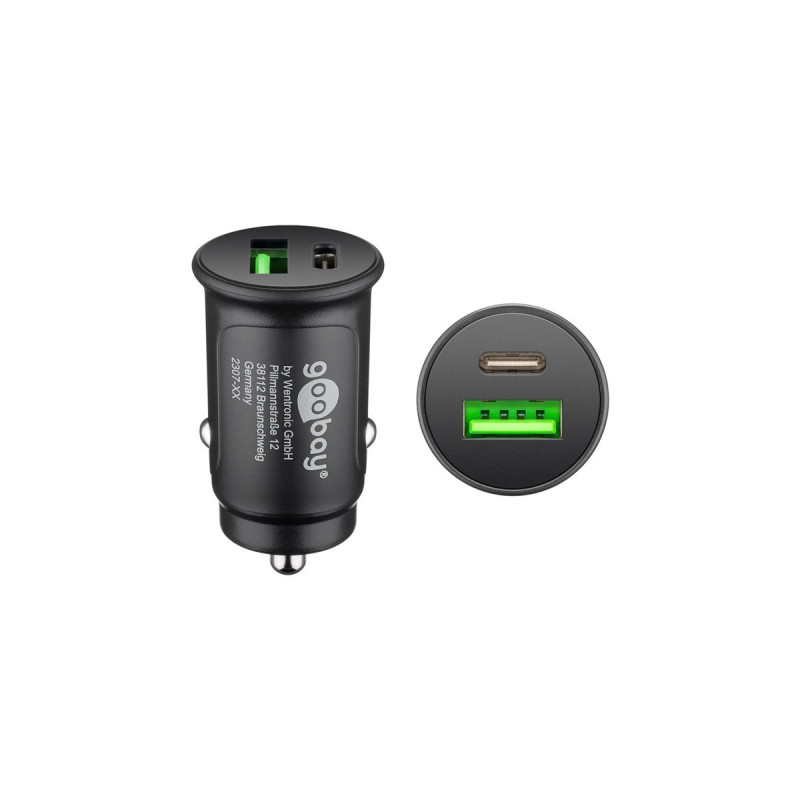 goobay Dual-USB Auto Schnellladegerät USB-C PD (Power Delivery)(schwarz)