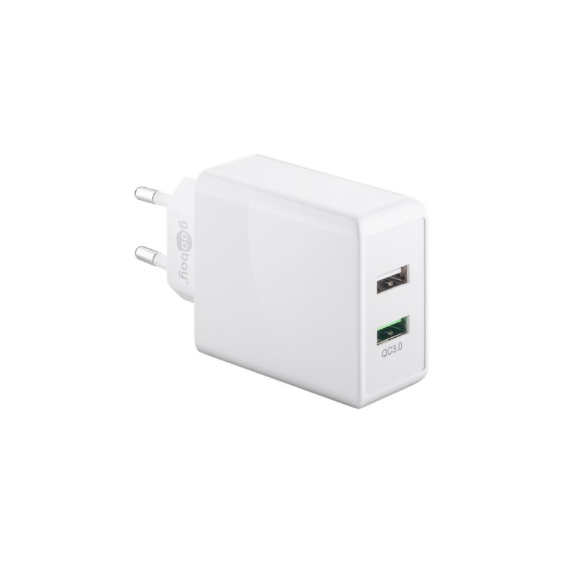 goobay Dual-USB Schnellladegerät QC3.0 28W(weiß)
