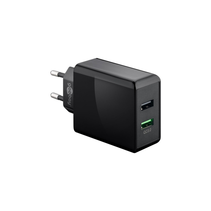 goobay Dual-USB Schnellladegerät USB/QC3.0 28W(schwarz)