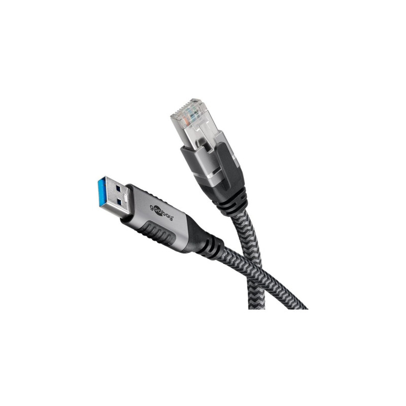 RJ-45 Stecker, LAN-Adapter(schwarz/silber, 1 Meter)