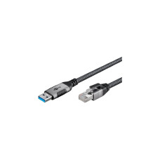 RJ-45 Stecker, LAN-Adapter(schwarz/silber, 5 Meter)