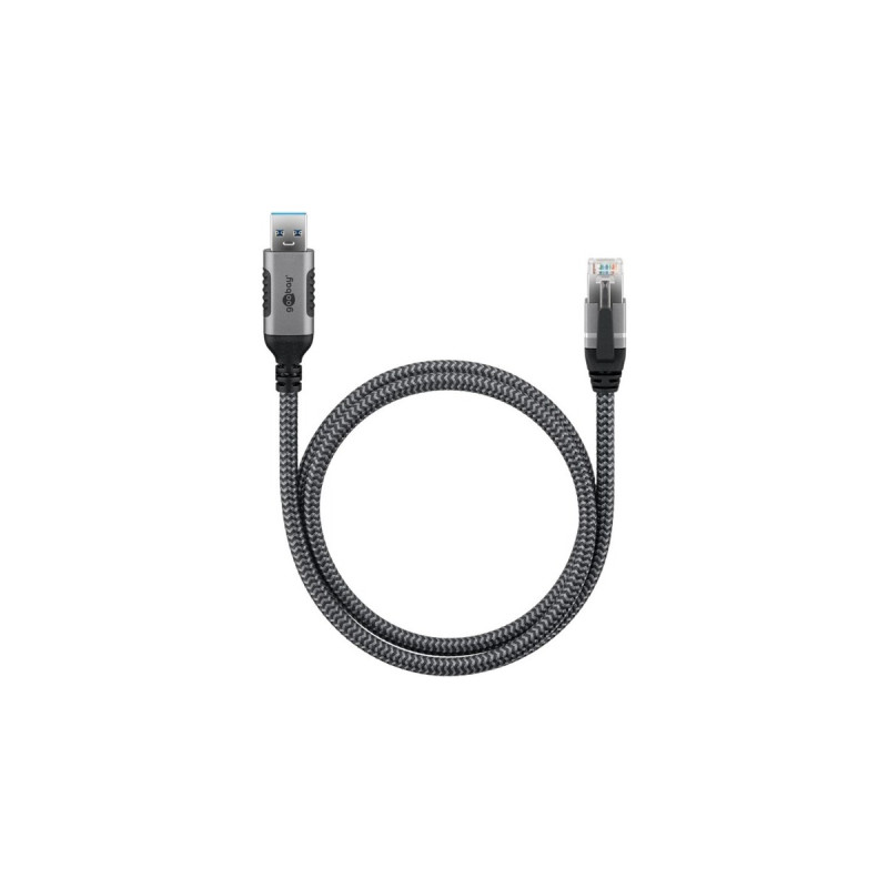 RJ-45 Stecker, LAN-Adapter(schwarz/silber, 5 Meter)