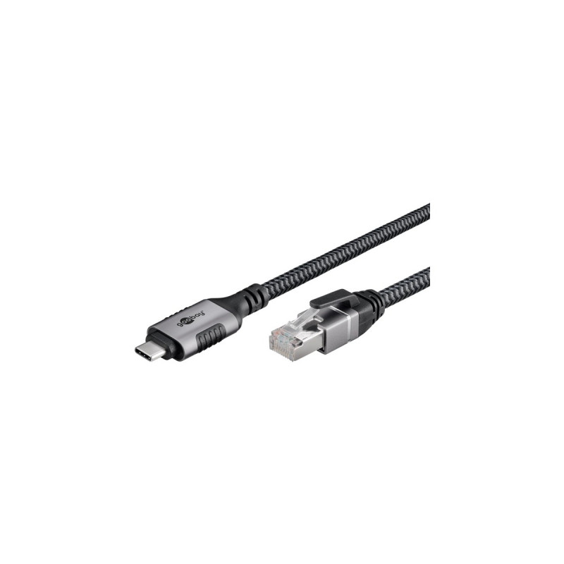 RJ-45 Stecker, LAN-Adapter(schwarz/silber, 2 Meter)