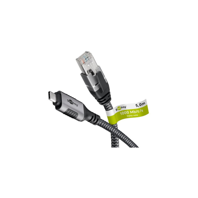 RJ-45 Stecker, LAN-Adapter(schwarz/silber, 5 Meter)