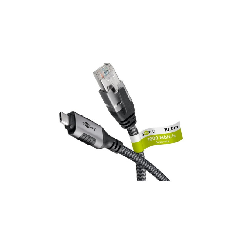 RJ-45 Stecker, LAN-Adapter(schwarz/silber, 10 Meter)