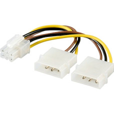 goobay Internes PC-Stromkabel 2x 5,25-Stecker auf PCI Express 6-pin(schwarz/gelb, 15 cm)